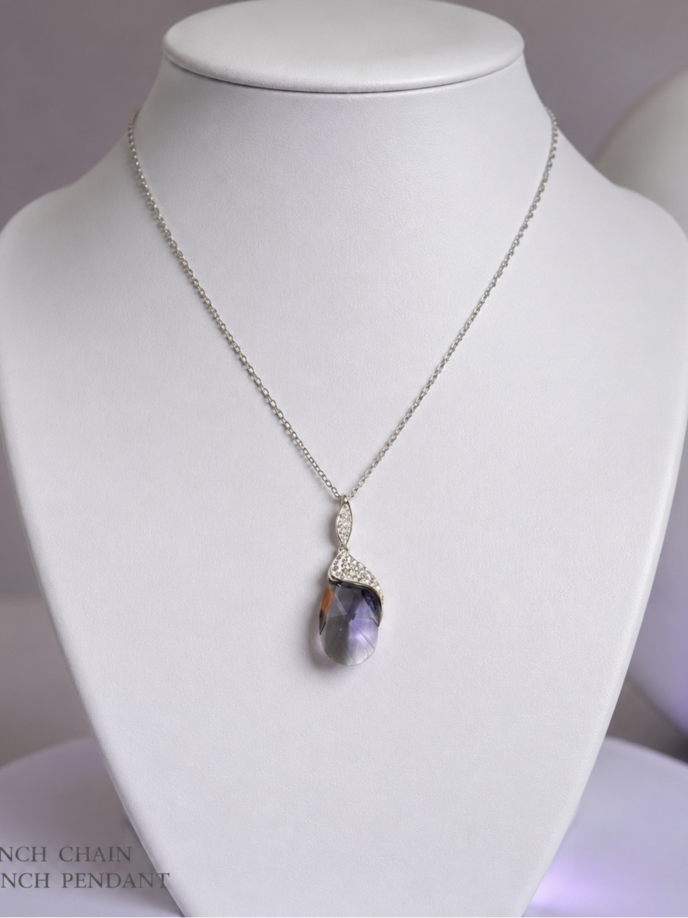 Vintage Swarovski Purple Crystal Necklace Sterling Silver 1990s Glam - Picture 3 of 11